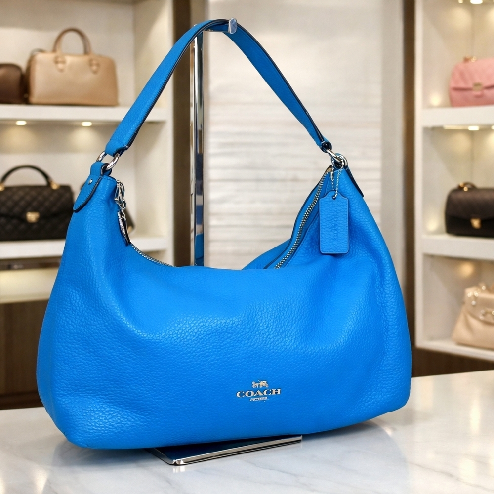 Coach Hobo F36628 Rare Bright Blue Aqua Celeste‎ Leather Shoulder Crossbody Bag